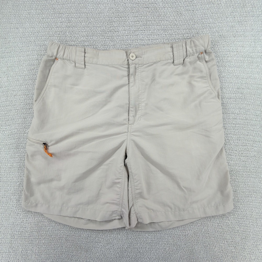 Orvis Jackson Quick-Dry Shorts Mens Large Beige Hiking Fishing Zip Pocket